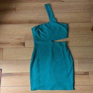 Lulu's Vibrant Teal One-Shoulder Dress